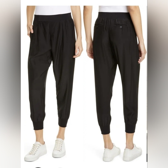 ATM 100% Silk Jogger pants Black Lightweight Casual S - Picture 2 of 7